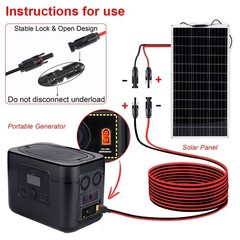 3M XT60 Female to Solar Connector Solar Panel Extension Charging Cable 12 AWG