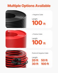 100FT Solar Panel Extension Cable 10AWG Waterproof PV 6mm² Cable Black