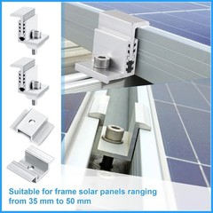 28-Piece Aluminum Solar Panel Clamp Set with Adjustable Mounting Brackets