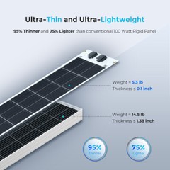 Renogy Flexible Solar Panel 100 Watt 12 Volt Monocrystalline Semi-Flexible