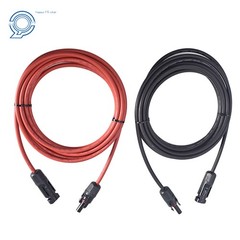 1 Pair 10ft Black and Red Solar Panel Extension Cable Wire Connector 12AWG