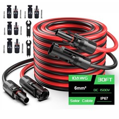 10AWG Solar Panel Extension Cable Tinned Copper Solar Cable PV Wire Connectors