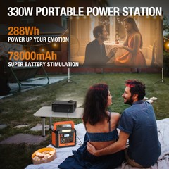 Portable Power Station 110V/330W Pure Sine Wave Solar Backup Batteries AC Outlet