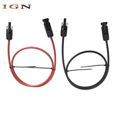1 Pair 3FT Black+Red Durable Solar Panel Extension Cable Wire Connector 10 AWG