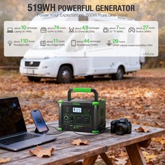EBL Portable Power Station 500wPeak 1000W, Camping Solar 519Wh Outdoor Solar …