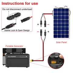 12 AWG XT60 Female to Solar Connector Solar Panel Extension Charging Cable USA