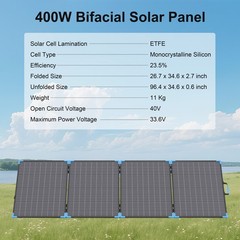 110W 220W Portable Solar Panel 400W Bifacial P68 Waterproof Foldable Solar Panel