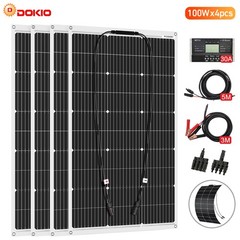 Dokio 100W 200W 400W Flexible Mono Solar Panel Kit to 12V Battery Off Grid Van