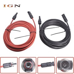 20ft 4mm²/12AWG Solar Panel Extension Cable Wire Connector 1 Pair Black+Red
