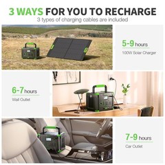 EBL Portable Power Station 500wPeak 1000W, Camping Solar 519Wh Outdoor Solar …