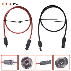 1 Pair 3FT Black+Red Durable Solar Panel Extension Cable Wire Connector 10 AWG