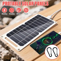 10W 20W USB Solar Panel Portable Power Bank Outdoor Camping Hiking Phone Charger