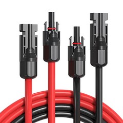 1 Pair Solar Panel Extension Cable Wire Black & Red 10AWG Gauge 6mm² Connector