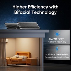 Werchtay 100Watt Bifacial 2Pack Solar Panel 12V Mono Home PV Power Off-Grid Boat