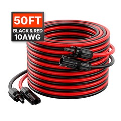 50FT Solar Panel Extension Wire with Female & Male Connectors 10AWG 1 Pair