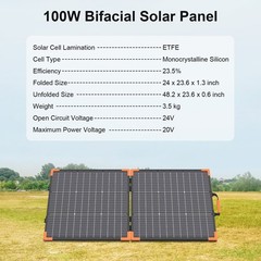 Bifacial Solar Panel 100 200 watt IP68 for BLUETTI Portable Power Station AC180