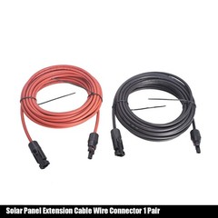 20ft Black+Red Solar Panel Extension Cable Wire Connector 1 Pair 4mm²/12AWG New