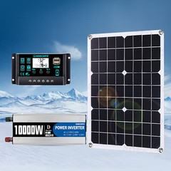USA 10000W 110V Power Inverter Solar Generator W/ 500W Solar Panel Home Complete