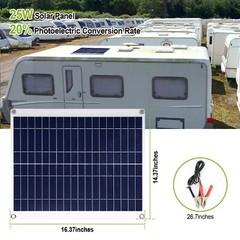 25W 12V Solar Panel USB Port Battery Charger Car RV Boat Outdoor Travel Portable