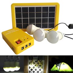 5V Solar Power Panel Generator Kit USB Charger Home System 3×LED Bulbs LightOl