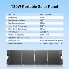 Dabbsson Folding Solar Panel 120W IP67 Waterproof Monocrystalline Design Outdoor