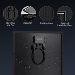 12V 300W 600W 1800W Watt Solar Panel High Efficiency N-Type 18BB Black Home RV