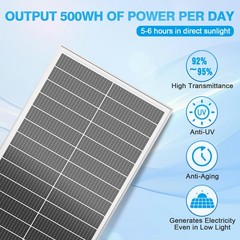 100W 18BB Mono Solar Panel RV Camping Home Off Grid Caravan Boat High-Efficiency