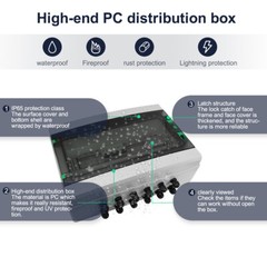 Solar PV Combiner Box Plastic 15A 4strings 1000VDC Circuit Breaker Solar Panel