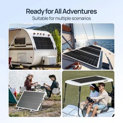 FECAMOS 100W Portable Flexible Solar Panel RV Camping Lightweight Rooftop Car