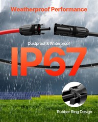 50FT Solar Panel Extension Wire with Female & Male Connectors 10AWG 1 Pair