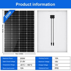 200W Watt Mono Solar Panel Kit W/30A MPPT Battery Charge Controller For Home RV