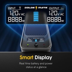 Goldenmate UPS 800W LiFePO4 Battery Pure Sine Wave Automatic Shutdown for NAS/PC