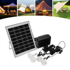 12V Solar Panel Power Generator Kit Battery Pack Power Station USB w/ 4 Bulbs