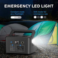 Portable Power Station 600W, 296Wh Battery Backup with 2 Pure Sine Wave AC Outl