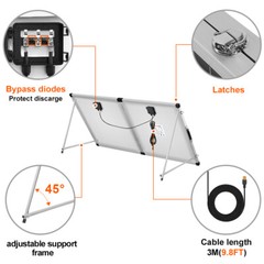 Mono 200W Rigid Folding Solar Panel, 12V for Boat, RV,Emergency & Off-Grid Power