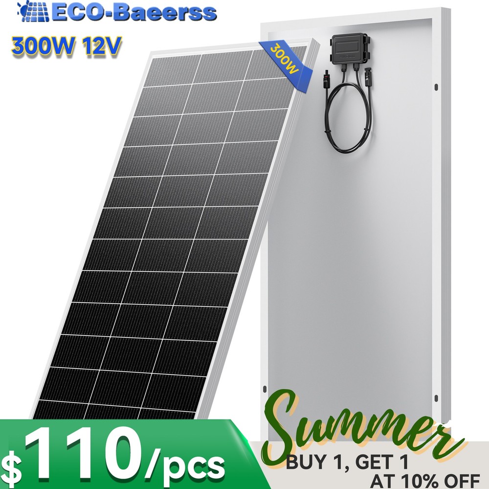 300W Solar Panel Mono 18BB N-Type Cell Power Charger Home Boat Off-Grid Battery