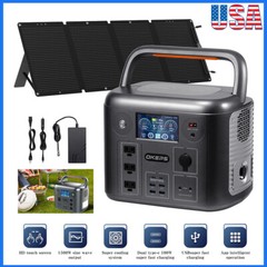 1500W Portable Power Station Explorer 1280Wh Battery w/Foldable Solar Panel Kits