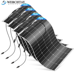 150W 300W 450W 600W Flexible Portable Solar Panel PV RV Rooftop Cabin Boat Home