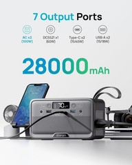Portable Power Station 28,000mAh LiFePO4 Battery 100W(200W Peak) Solar Power Ban