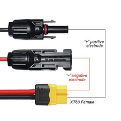 12 AWG XT60 Female to Solar Connector Solar Panel Extension Charging Cable USA