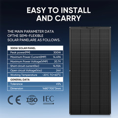 Flexible 300W Mono Solar Panel 12V Power Portable Camping Home RV Battery Charge