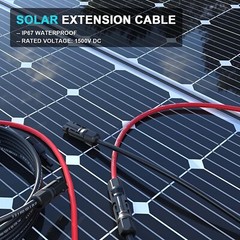 1 Pair Solar Panel Extension Cable Wire Black & Red 10AWG Gauge 6mm² Connector