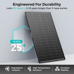 200W Watt Bifacial Solar Panel Mono 12V N-Type Home RV Camping Boat Car Off-Grid