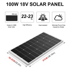 Dokio 2X 100w 200w Rigid Monocrystalline Solar Panel for Home/Caravan/RV/Boat
