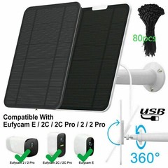 4W Solar Panel Charger For eufy eufyCam Cam 2/2 Pro/2C/2C Pro/E Security Camera