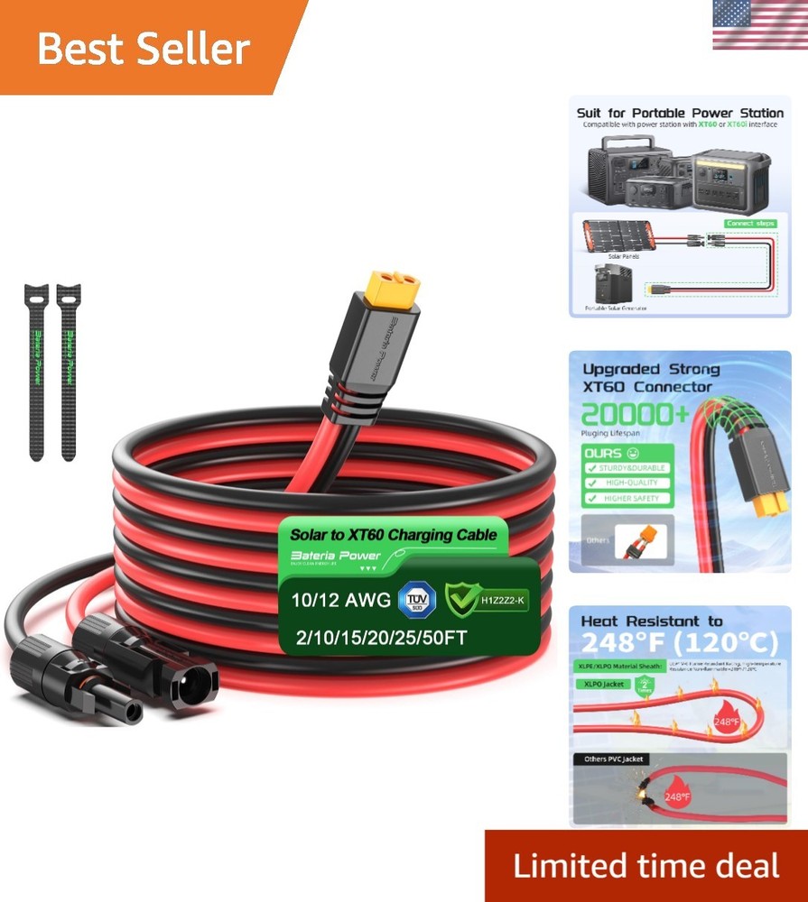 10 Feet Solar to XT60 Connector for EcoFlow & Generator Charging