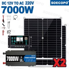 Complete 7000W Off-Grid Solar Kit 7000W Inverter 2pcs 300W Solar Panels 110V US