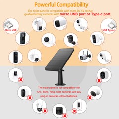 4W Solar Panel Charger For eufy eufyCam Cam 2/2 Pro/2C/2C Pro/E Security Camera