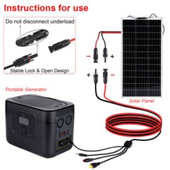 Solar Panel Extension Cable 4 In 1 DC5521 7909 XT60 Female Connector PV Wire 3ft
