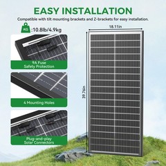 RVPOZWER 100W 200W 300W 400W 500W 1000W N-Type Bifacial Solar Panel Mono Power